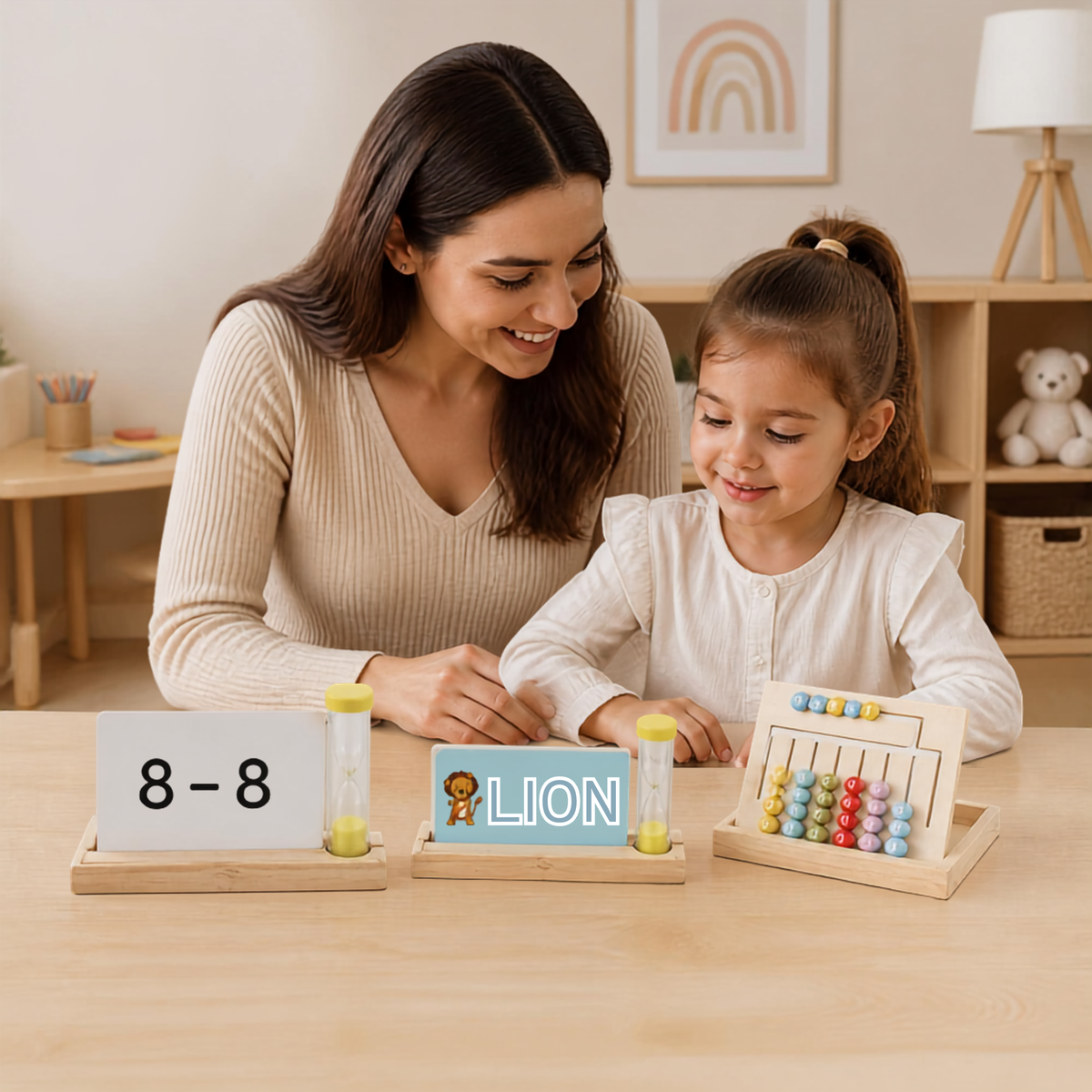 Ahşap Kaydırmalı Harf ve Matematik Oyunu