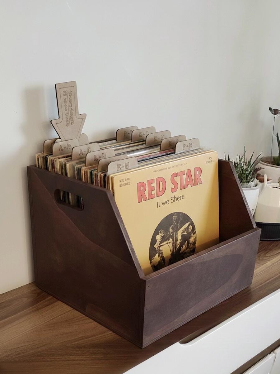 Ahşap Vinil Plak Ayıraçları – A-Z İndeks + “Buradaydı” İşaretleyici